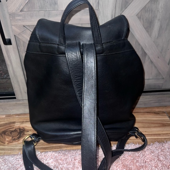 ASTON Black LEATHER Large  Drawstring Backpack Clarkson Bookbag USA main image 7